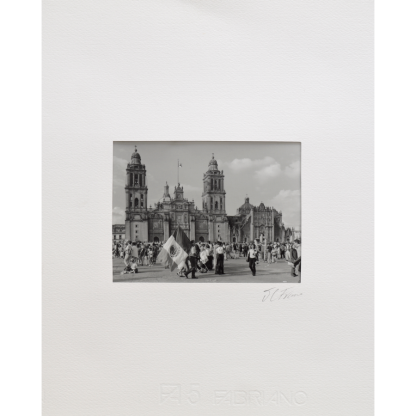 Bandera y catedral de México