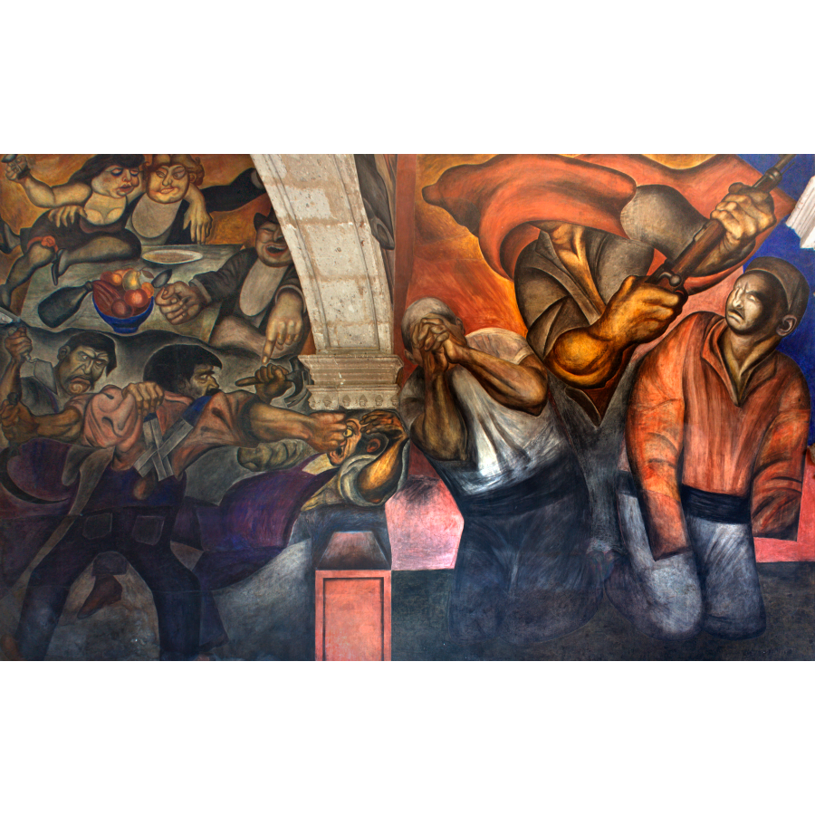 Murales El banquete de los Ricos y Trinidad Revolucionaria de José Clemente Orozco