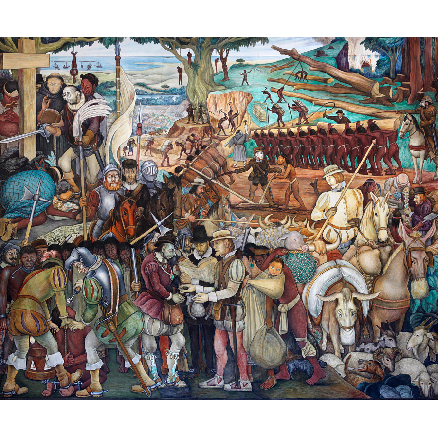 Mural de Diego Rivera en palacio nacional el virreynato